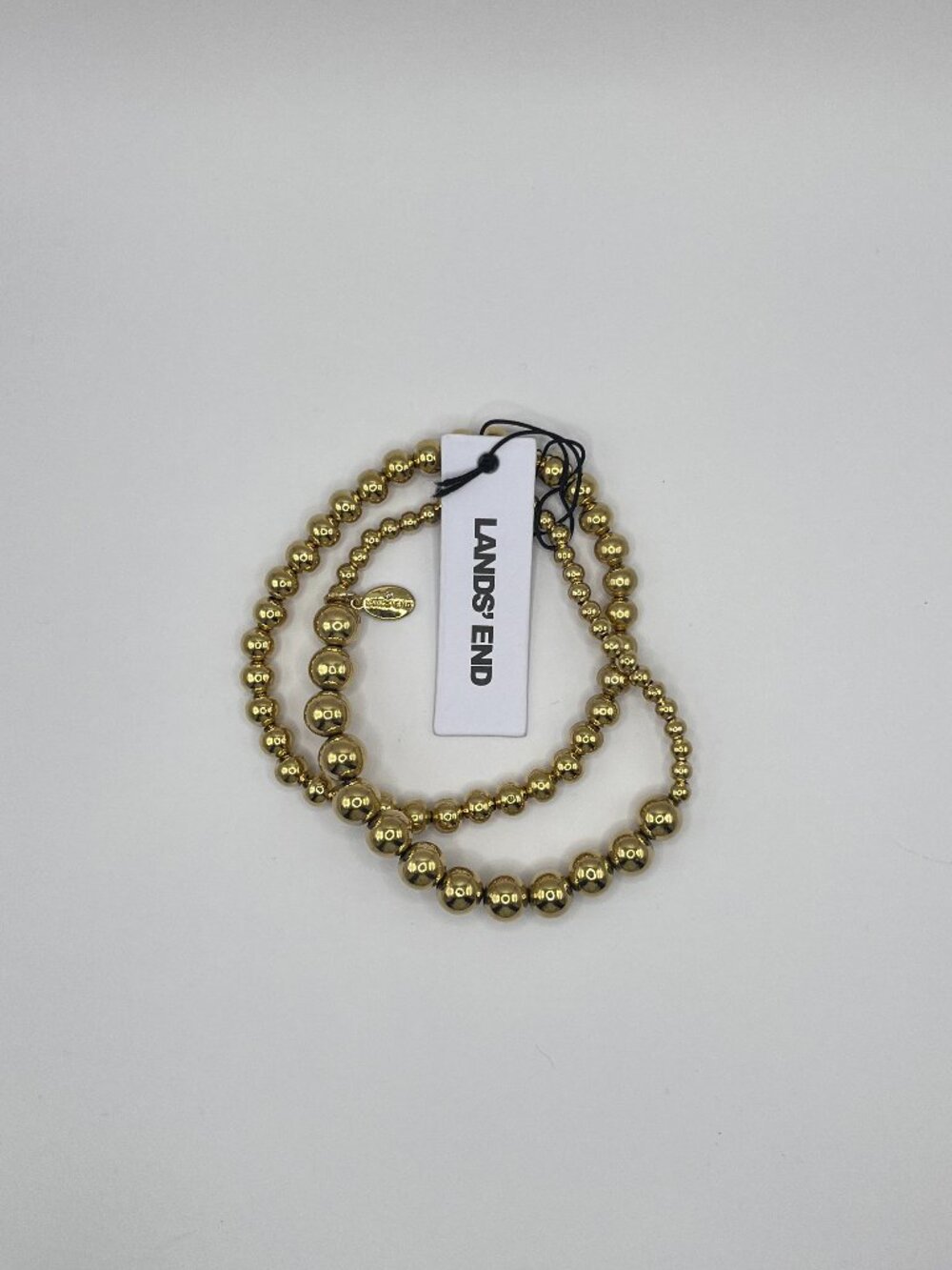 NWT Lands' End Gold Bead Stretch Bracelet Set 2-Piece OS